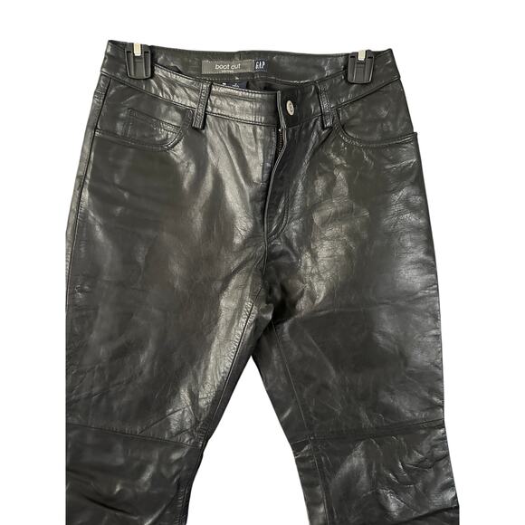 Vintage Gap Genuine Leather Pants Black Bootcut Motorcycle Style Sz 4 - Picture 10 of 10